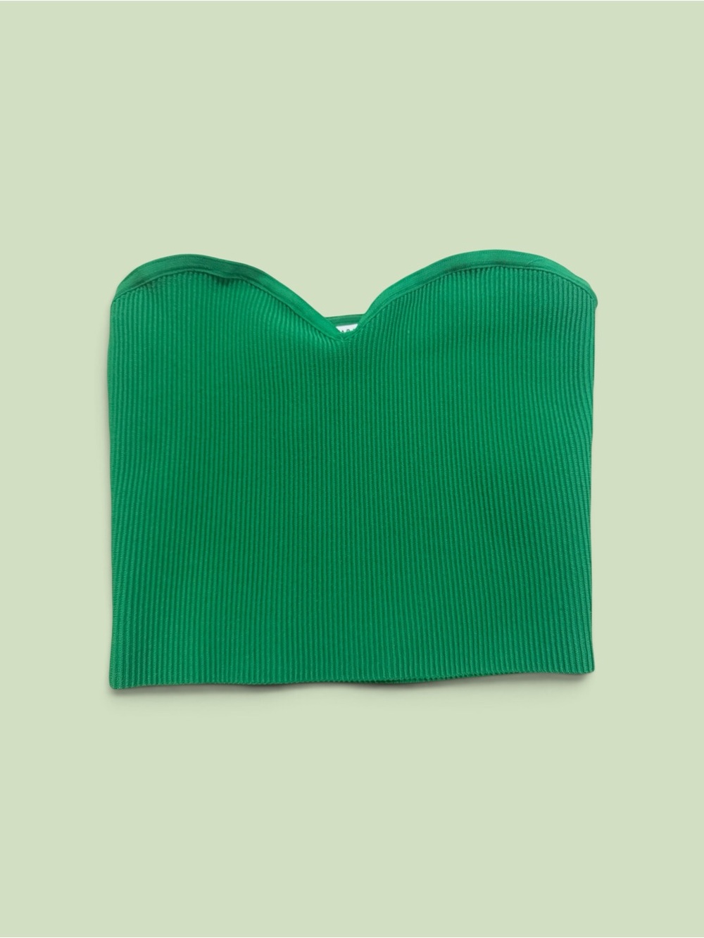 Aritzia Babaton Emerald Ribbed Strapless Sweetheart Crop Top